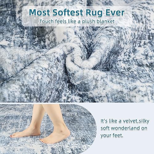 Miniatura 18 de Dripex Alfombra de piel sintética de conejo de 5 x 7 pies, alfombras esponjosas para sala de estar, alfombras lavables a máquina para dormitorio