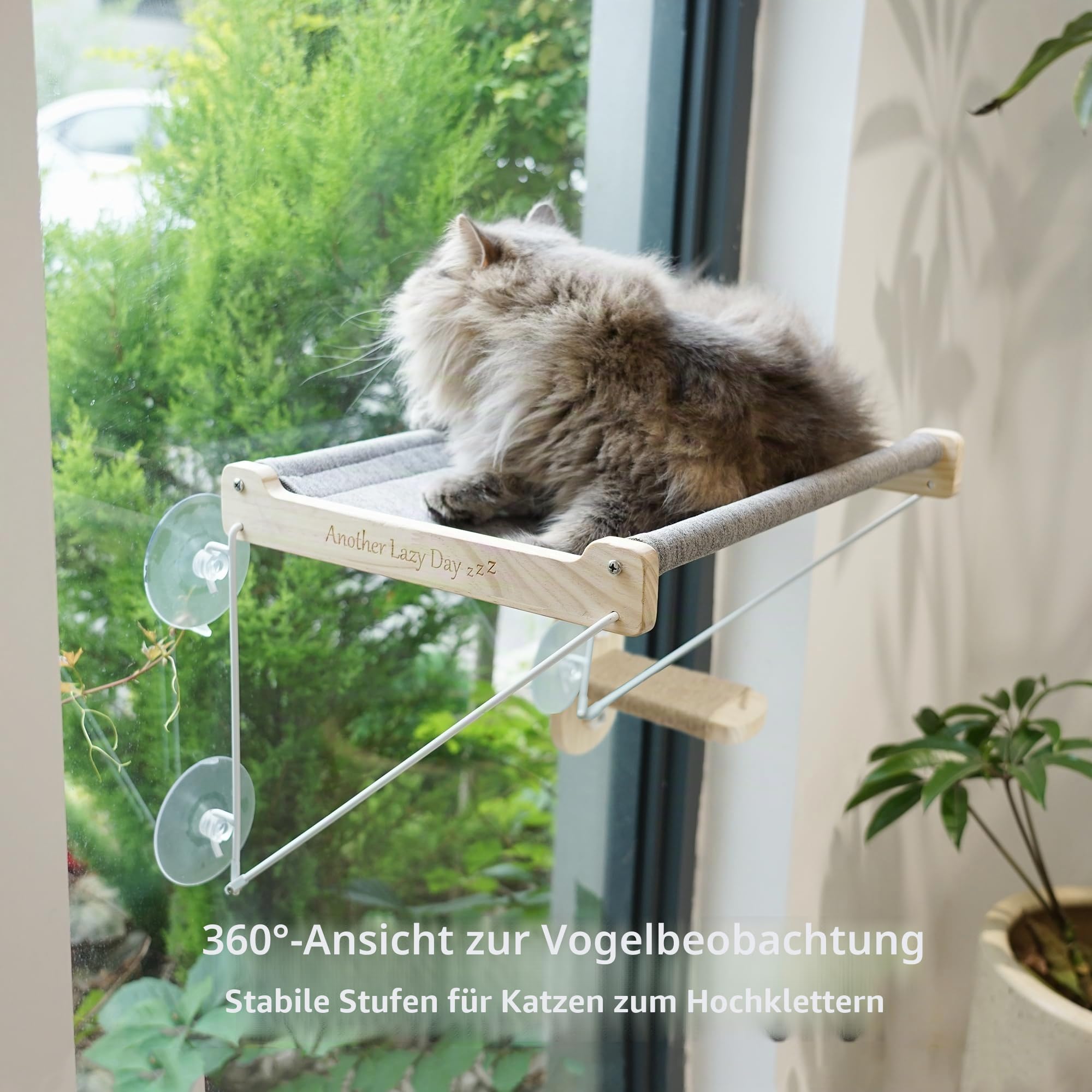 PETKARAY Katzenfensterstange, Faltbare Katzenhängematte für Fenster, stabile Fensterregale für Indoor-Katzen, Set beinhaltet 2 Stück Fenstertreppe