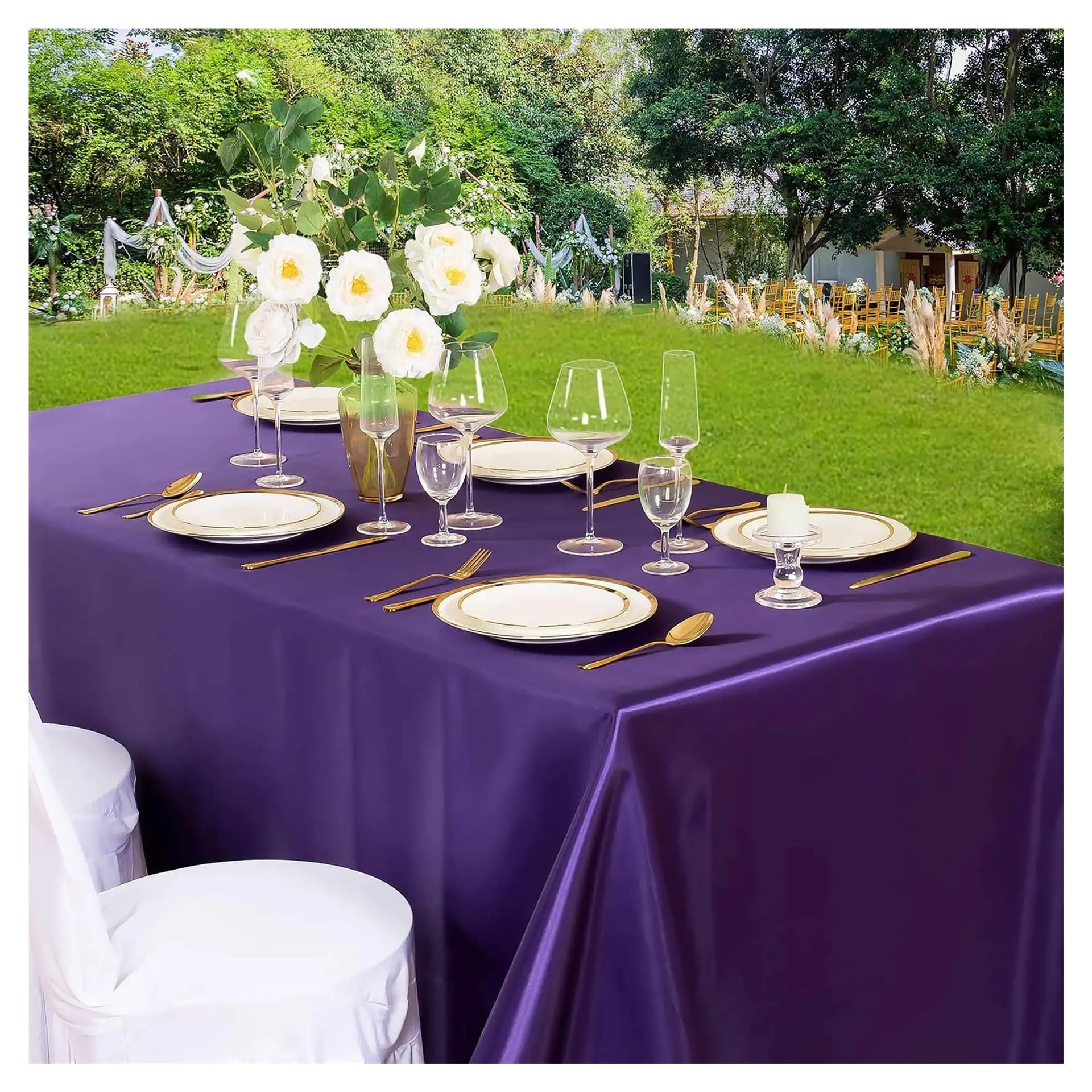 LOPJGGYF Solid Color Conference Banquet Hotel Dining Table Exhibition Advertising Tablecloth Officetable Cloth Art Rectangular for Wedding Banquet Party Events(Purple,145x180cm)