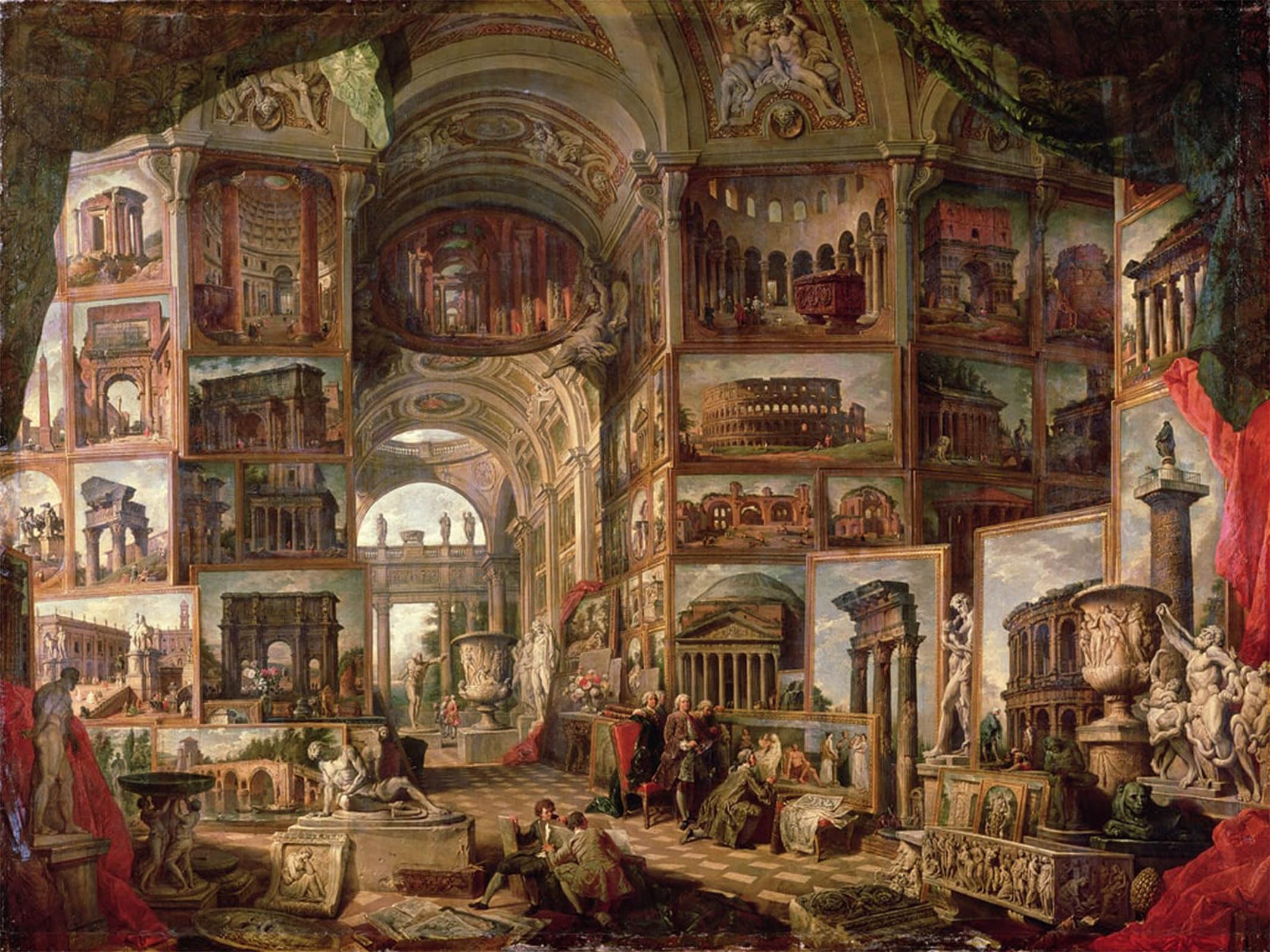 POSTERIIk Vintage Art Print Images Pictures Print Famous Painting by Paolo Pannini Modern Colour Posters for Office Home Decor 60x90cm
