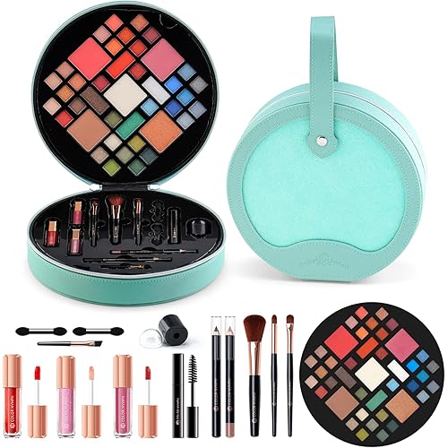 Color Nymph Starter Makeup Kits for Teens Girls With Reusable Case, Beginner Makeup Sets for Preteen, Birthday Valentines Day Makeup Gift Including 38-Colors Eyeshadows Lipglosses Brushes(Green)