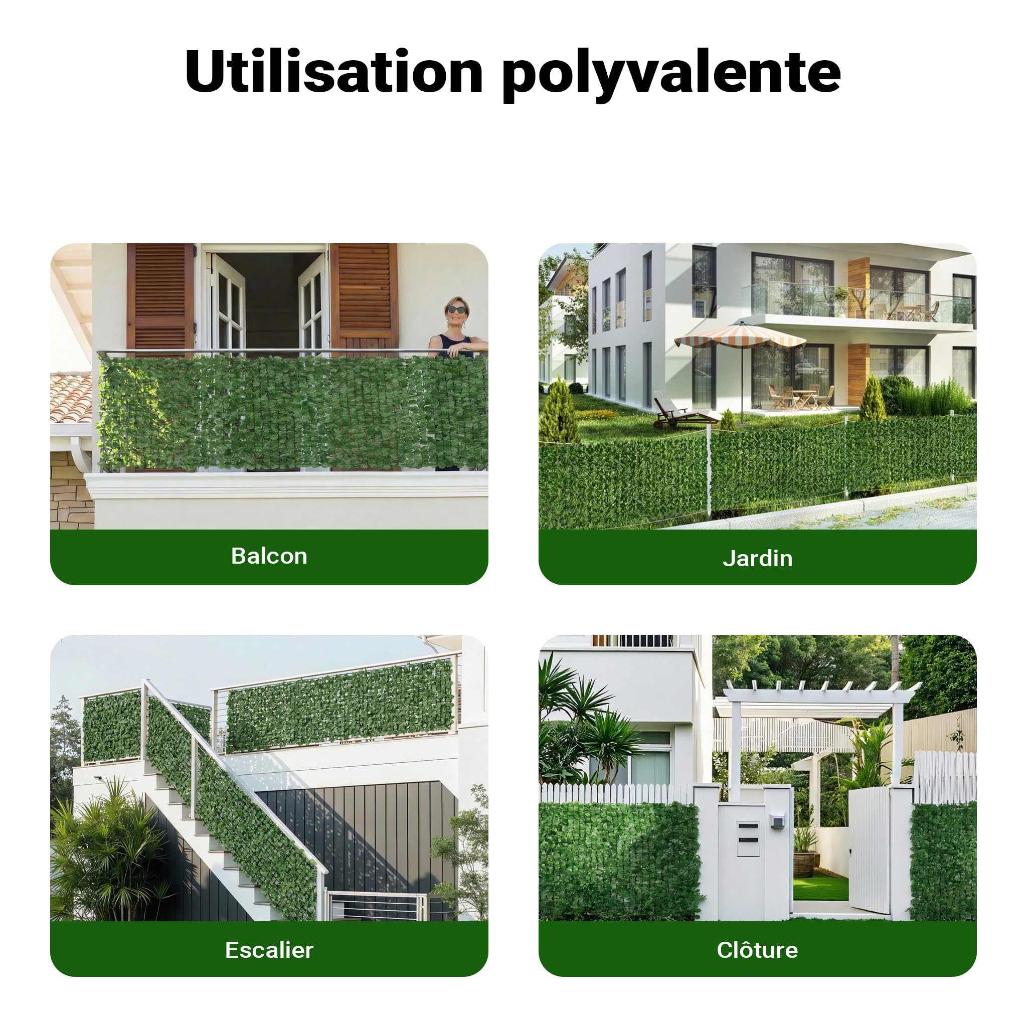 WilTec Clôture Pare-Vue Design Feuillage – 300 x 100 cm – en PE & Plastique – Paravent extérieur comme Habillage de Mur, Brise-Vue Jardin clôture, Bâche à Grillage