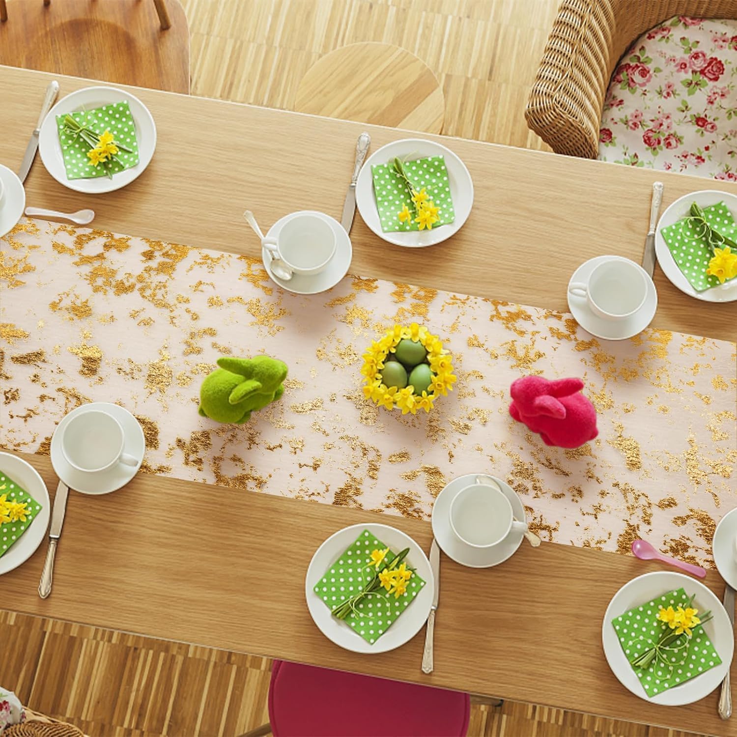 Runner Da Tavola Oro Lucido 10m X 28cm | Per Matrimoni, Compleanni E Feste | Rotolo Decorativo - Foto 6