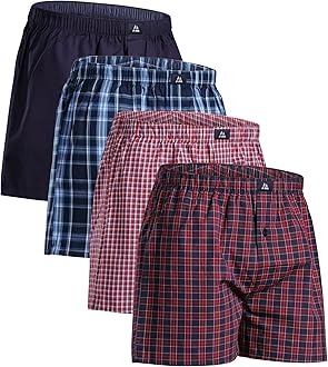 DANISH ENDURANCE Men's 100% Cotton Woven Boxers (4 & 6-Pack) – Loose Fit, Breathable & Lightweight Comfort