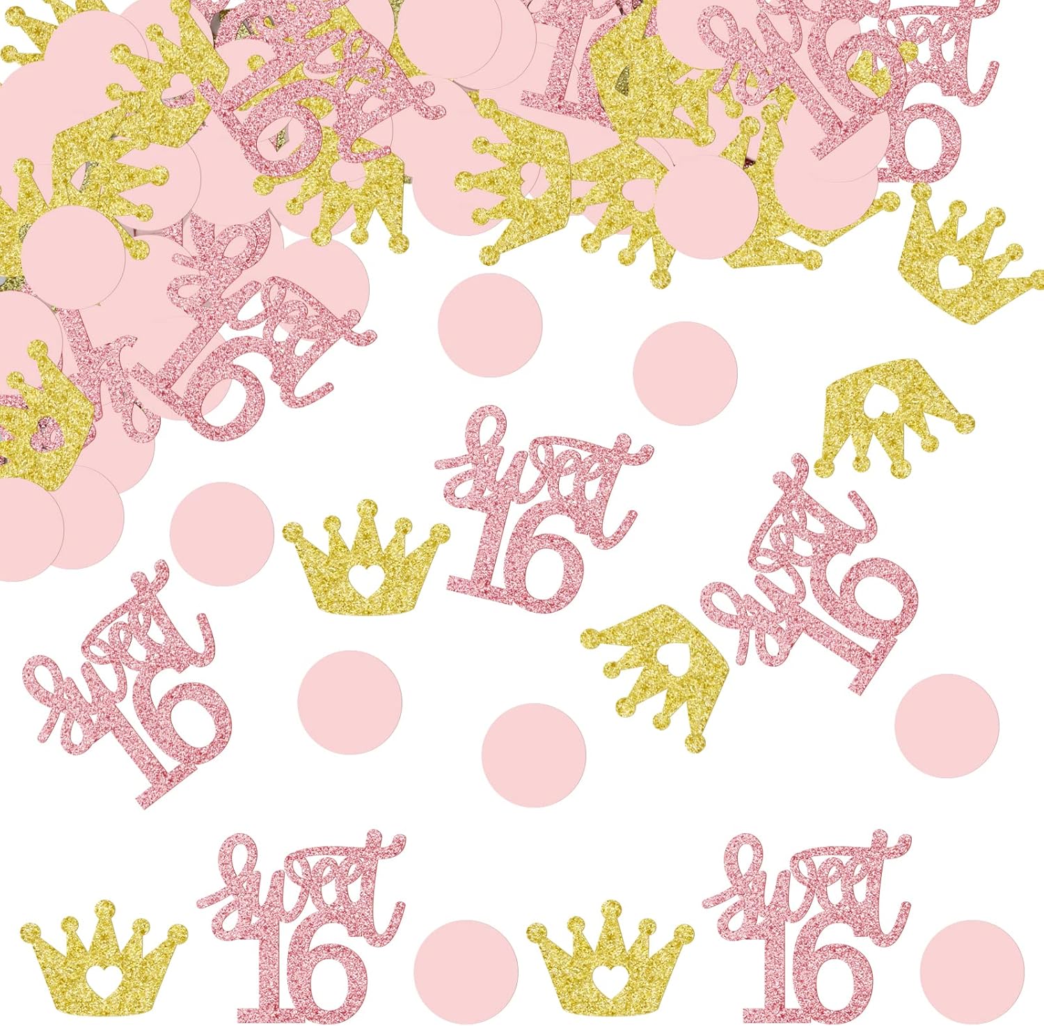 Sweet 16 Confetti, Rose Gold Glitter Sweet 16, Gold Glitter