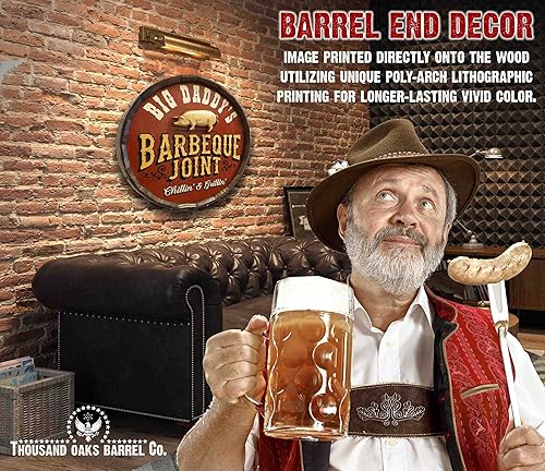 Vista 33 de THOUSAND OAKS BARREL CO. Personaliza el letrero de un cuarto de barril con cócteles de gato negro, barril de vino hecho de madera de roble de alta
