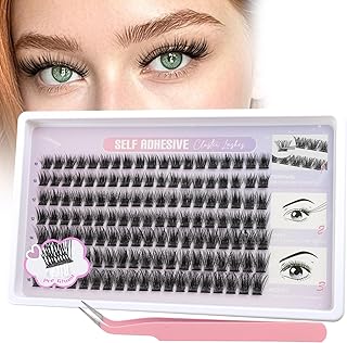 Glowing Win Pre Glued Eyelashes 133Pcs Self Adhesive Individual Cluster Lashes Kit with Tweezer No Glue Needed Reusable Press-On Eye Lashes Natural Look Easy to Apply 10-16MM