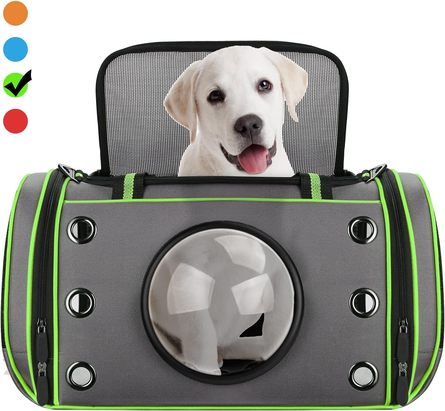 Blitzwolf Anzone Large Capacity Soft Sided Portable Space Capsule Pet Carrier Handbag, Outdoor or Travel Big Rectangle Collapsible Shoulder Bag for Cats Dogs & Petite Animals-Green …
