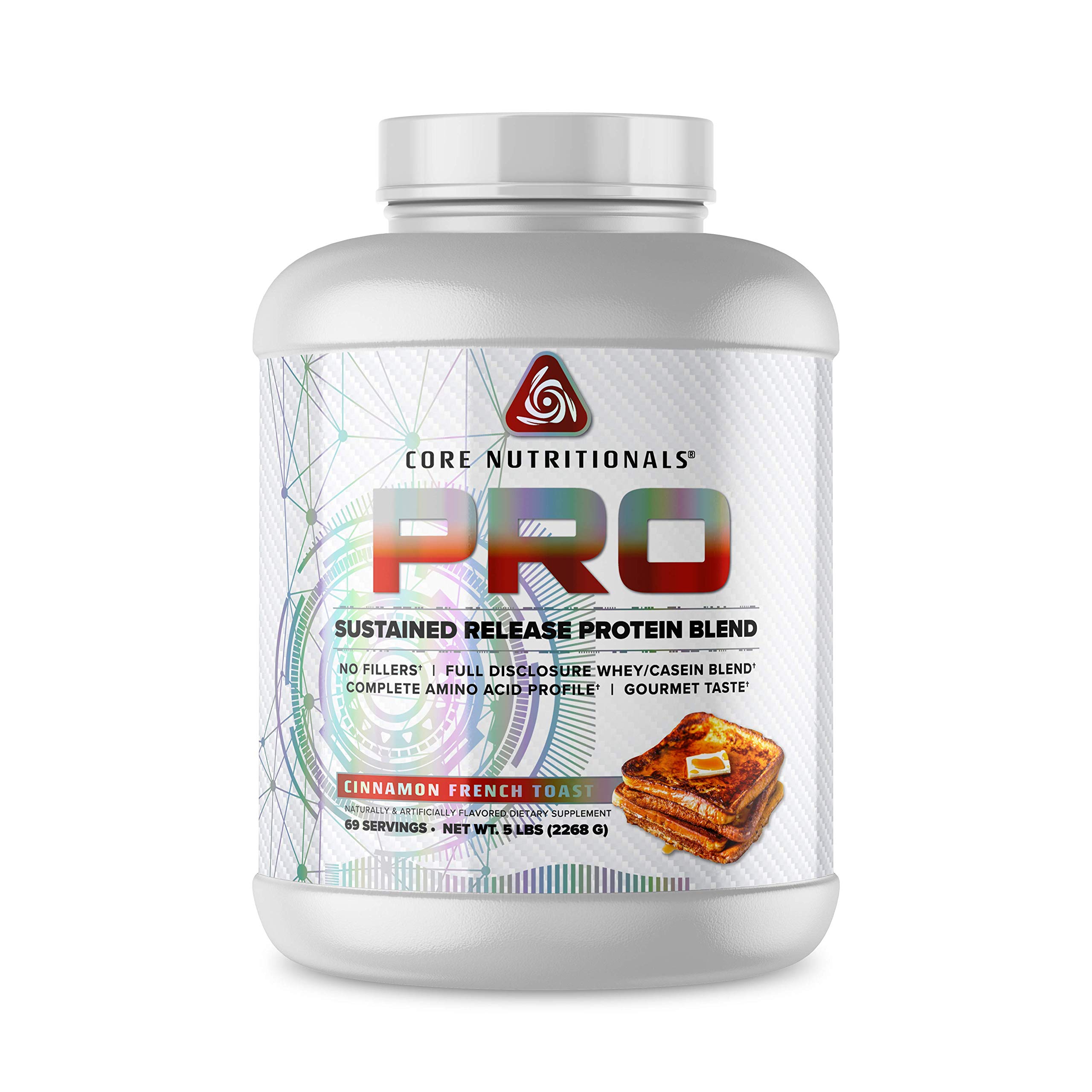 Core NutritionalsPro Sustained Release Protein Blend, Digestive Enzyme Blend, 25G Protein, 2G Carb, 69 Servings (Cinnamon French Toast)