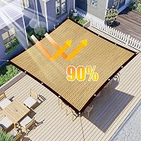 QOFLY Árnyékoló Háló 1x2m - Bézs Kerti Napvédő Fólia Fűzőszemekkel, Légáteresztő Szélvédő, Vízáteresztő Polyester Napellenző 2
