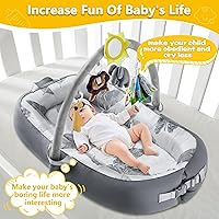 Vista 5 de Tumbona Portátil para Bebé Para Viajes, Transpirable y Cómoda 100% Algodón Tumbona para Bebé, Nido de Bebé de 0 a 24 meses Lavable a Máquina Tumbona