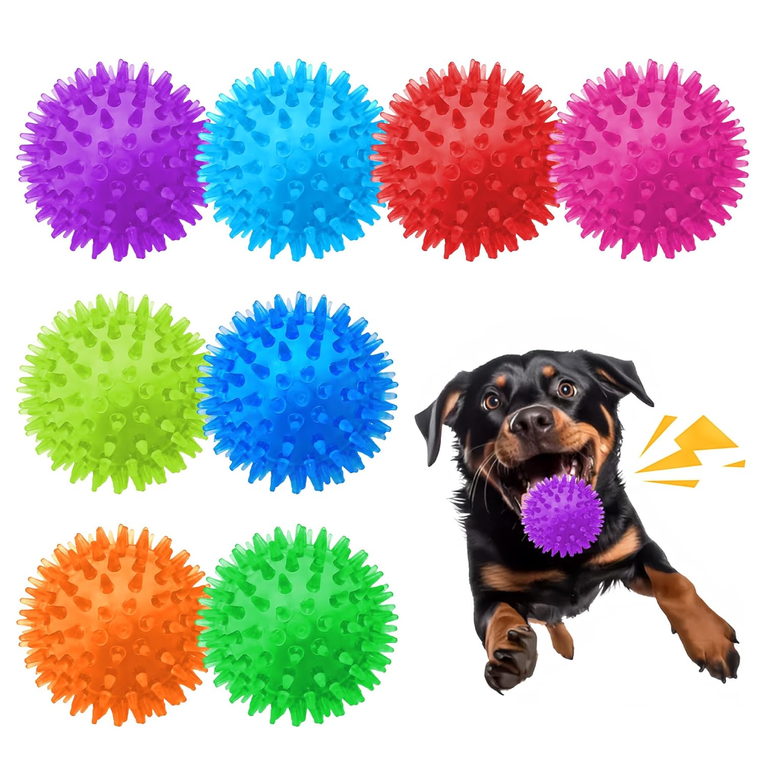 8 Pack 2 5 Squeaky Dog Balls for Small and Medium Dogs Spiky Balls for Teething Puppies