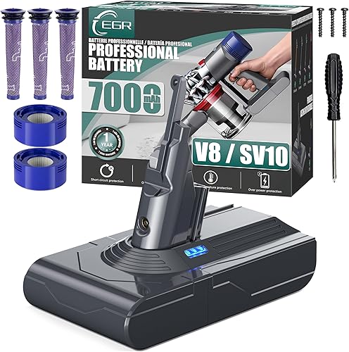 Miniatura 10 de EGR Batería de repuesto V8 de 9000mAh mejorada compatible con Dyson V8 Batería de repuesto para aspiradora de fibra de carbono V8 Animal, V8