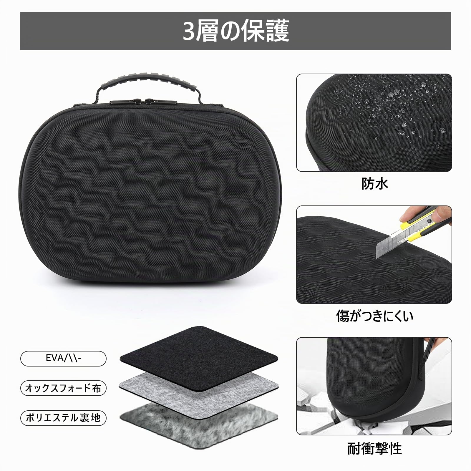 Étui de Transport Rigide en EVA pour Meta Quest 3/3S, Compatible avec Les Accessoires de Casque Quest 3S, résistant aux Chocs, imperméable, Doublure Douce pour Le Voyage et Le