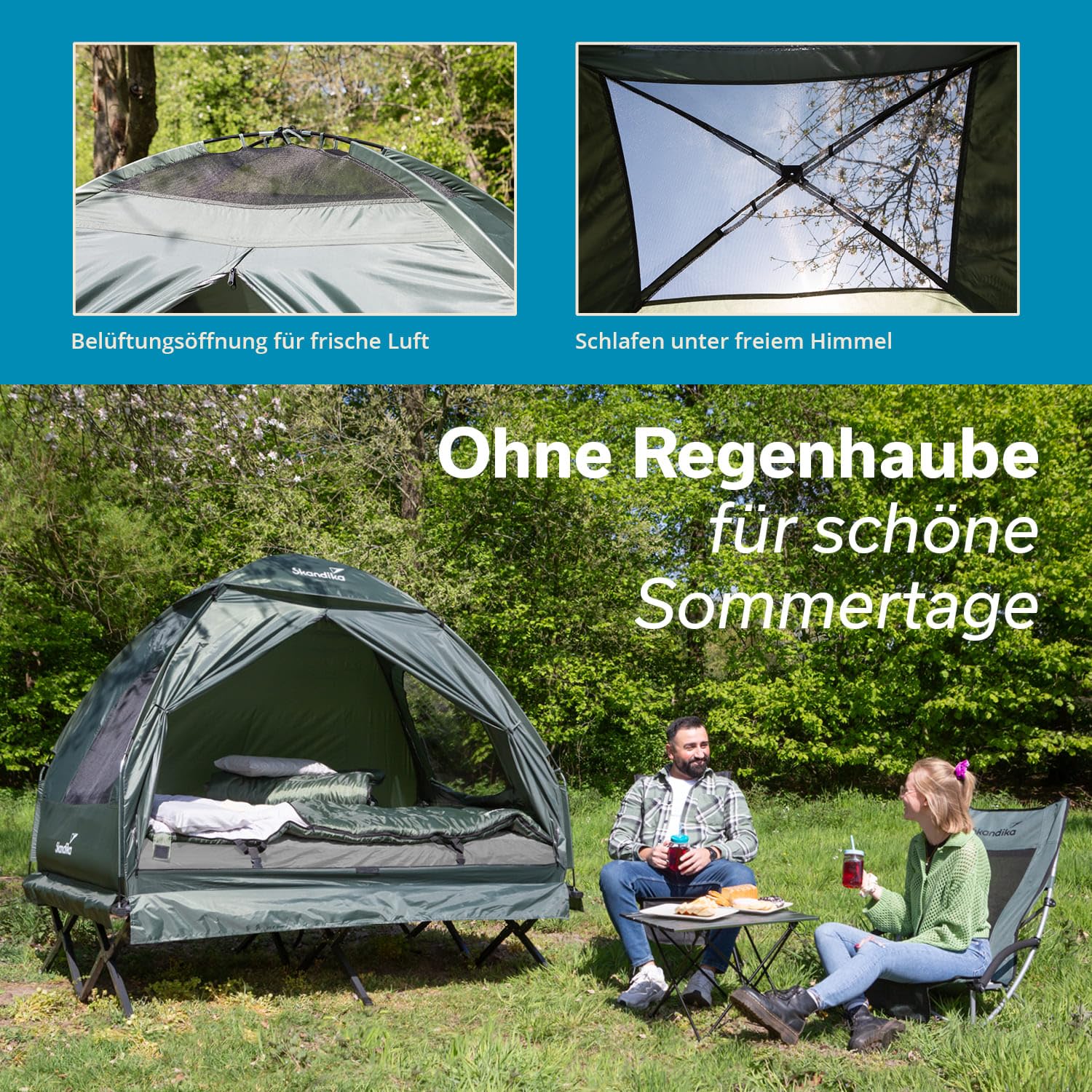Skandika Regenhaube für Zeltliege Haug | separater Regenschutz, wettergeschützte Ventilationsöffnungen, einfache Befestigung, 1.500 mm Wassersäule | Regenhülle