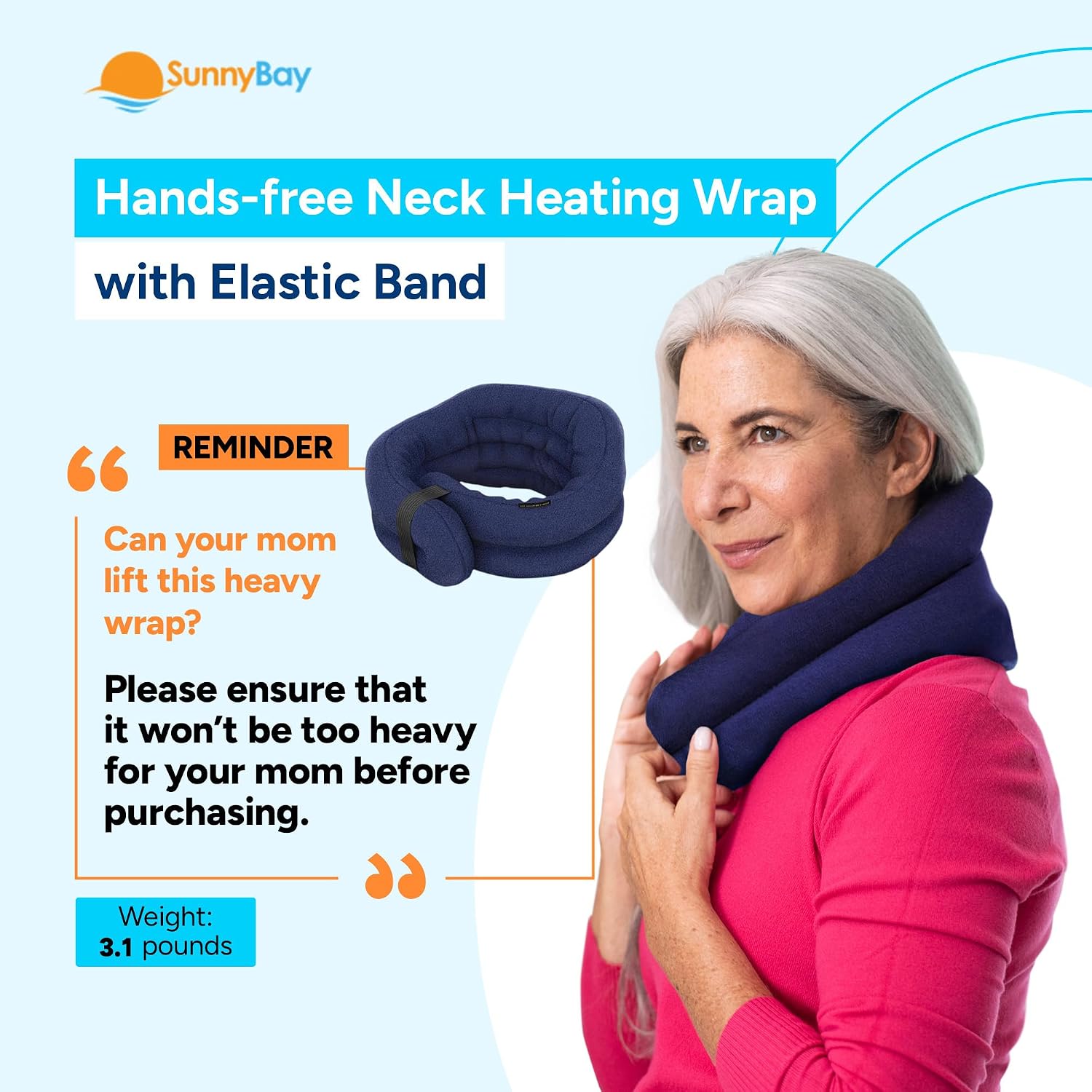 Condition photo showing As Is for sunnybay xl microwave heating pad, microwavable heated neck and shoulder wrap, hands-free weighted moist hot or cool pack, soft fleece cover and flaxseed filling, 30 inch extra-long length, navy handsfree - navy blue