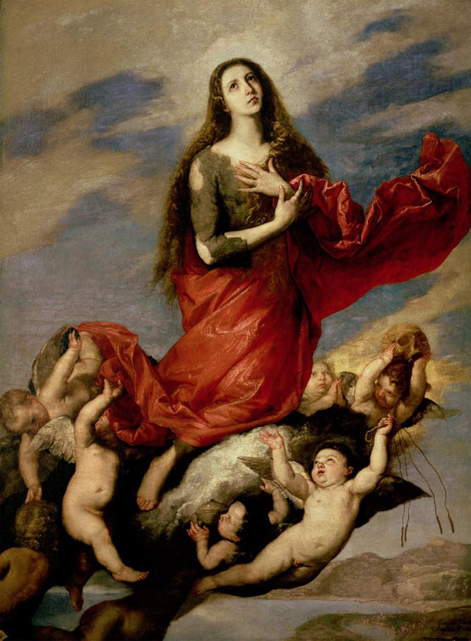 SERENDIPITP Retro Picture Poster Wall Art Pictures Painting the Assumption of Mary Magdalene by Jusepe De Ribera Wall Art Canvas Print for Wall Decor 60x90cm