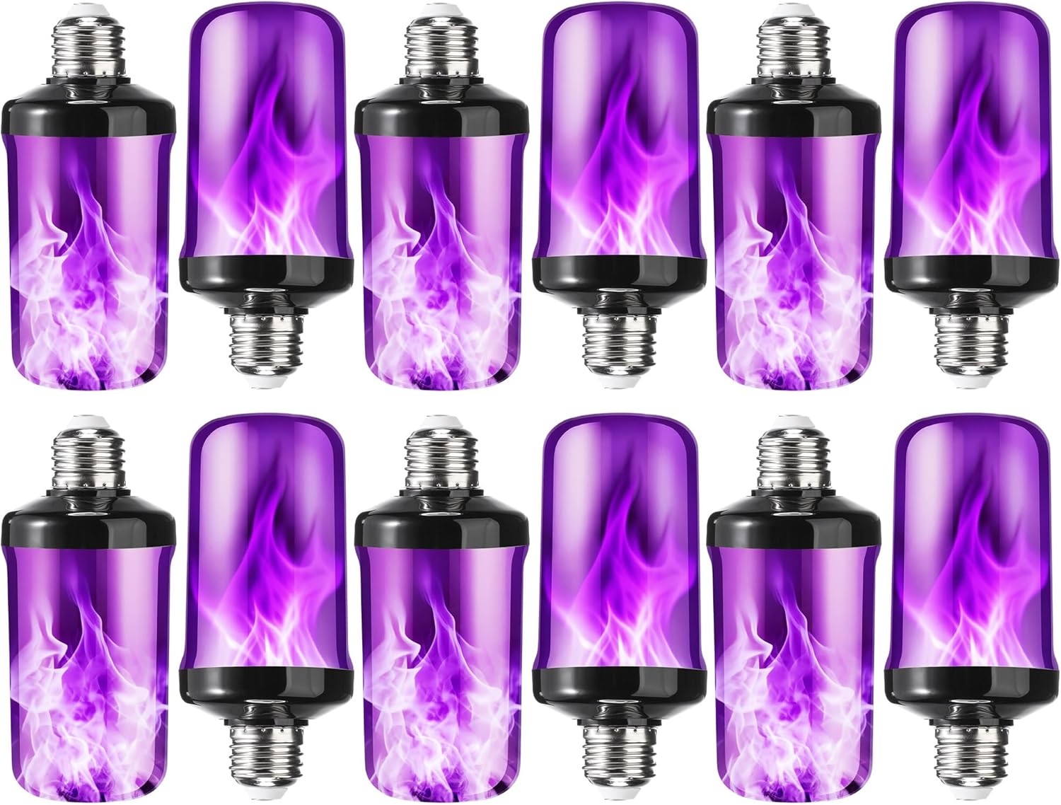 VIHOSE 12 Pcs Flickering Light Bulbs 4 Modes LED Flame Light Bulbs with Flickering E26 Base for Halloween Christmas Decorations Party Outdoor Indoor Home Decor(Yellow)