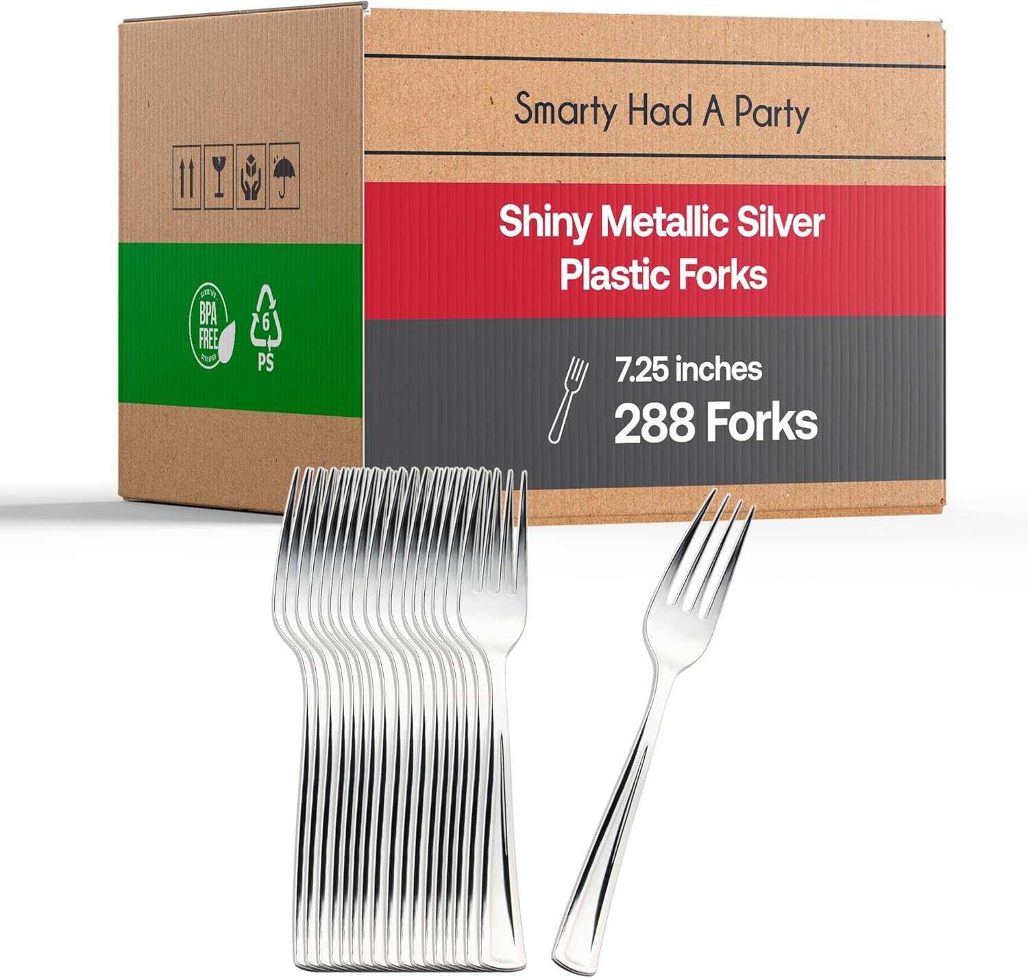 Plastic Silver Forks Heavyweight 288 Pcs - Disposable Fancy Silverware Forks Set - Heavy Duty Bulk Party Pack Cutlery Flatware Utensils For Wedding, Thanksgiving, Birthday & All Occasions