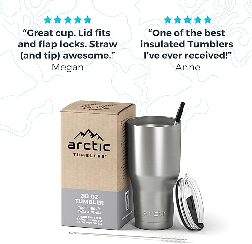 Miniatura 6 de Arctic Tumblers Vaso con aislamiento solar toscano de 30 onzas con popote y limpiador, mantiene la temperatura hasta 24 horas, tapa a prueba de