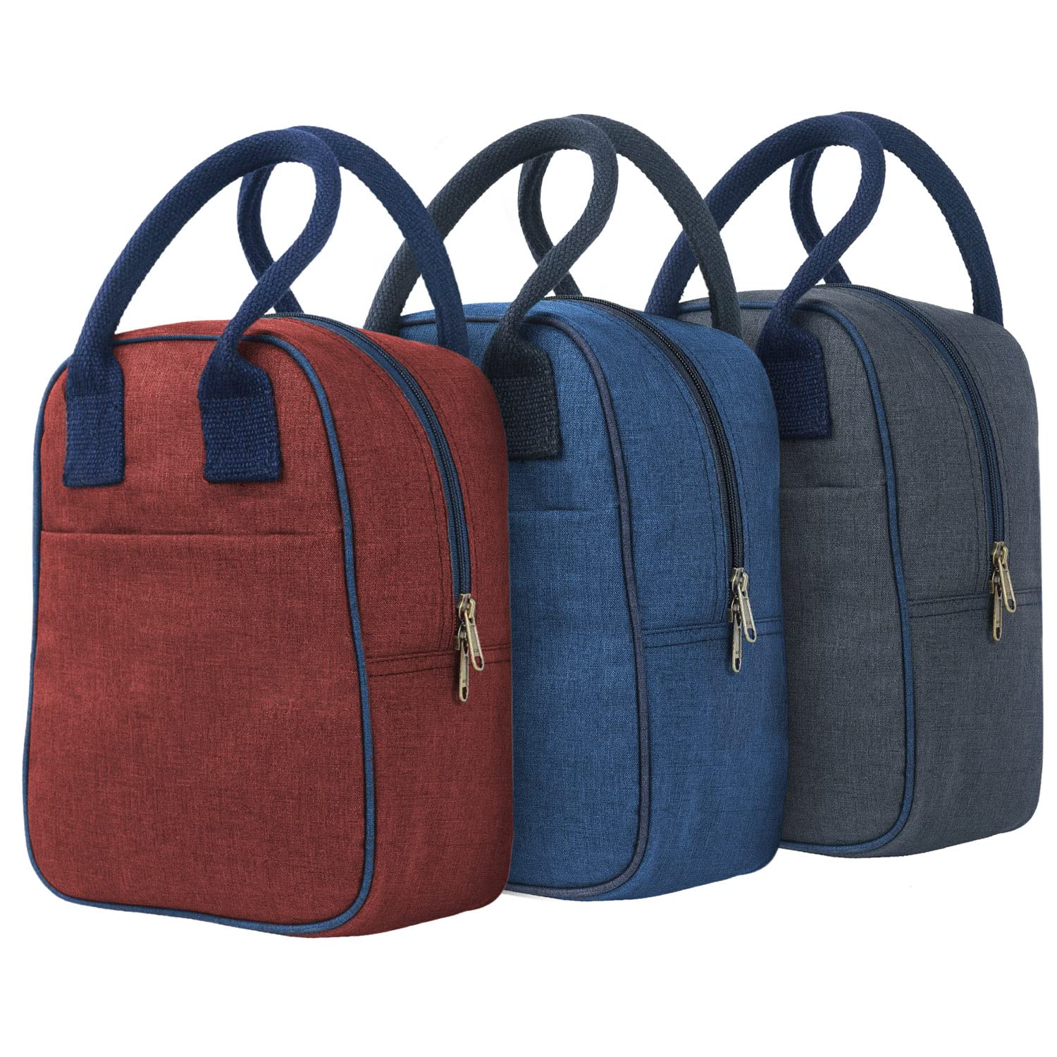 FATMUG Lunch Bag For Men Women-Insulated Multi-Pocket Tiffin Organizer-Oxford Fabric-Set Of 3(Dark Grey, Navyblue, Maroon), 8 liter (B07X1YM21G) Amazon Price History, Amazon Price Tracker