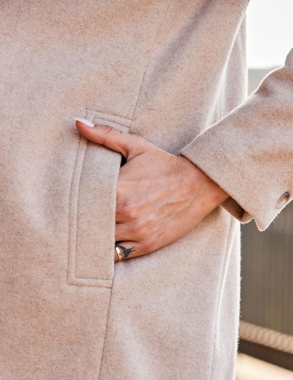 IDEALSANXUN Womens Long Wool Coats Fall Winter Single Breasted Trench Coat Dressy Jackets Peacoat - Image 4