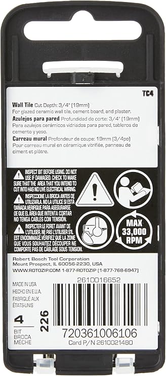 Roto Zip TC4 1/8-Inch Tile-Cutting Carbide Zip Bits, 4-Pack, Silver