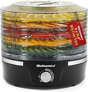 Elite Gourmet EFD319 Food Dehydrator, 5 BPA-Free 11.4