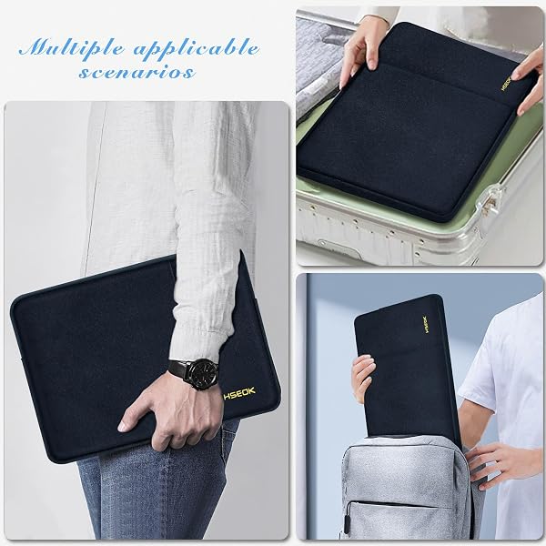 HSEOK 15,6" Funda para Computadora Portátil, Funda Impermeable a Prueba de Golpes con Bolsillo Lateral, Compatible con MacBook Pro 16"/15" y la Mayoría de Las PC de 15" 15,6" 16",B02K01 - 5