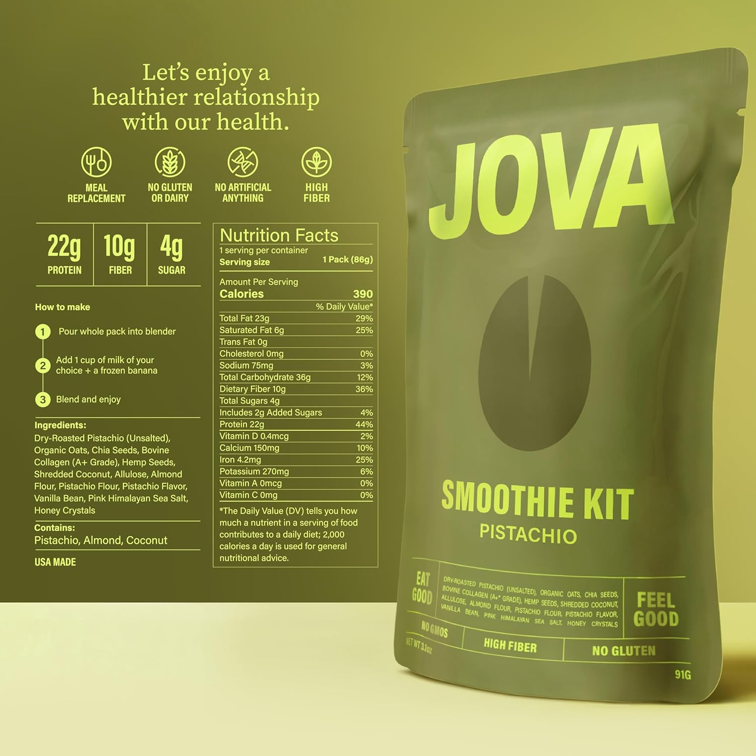 JOVA Smoothie Variety Pack | Try All 6 Flavors | Over 22g Protein, High Fiber | Ready in 1 Minutes | Clean Label | Gluten-Free, Non-GMO | Delicious, Functional Nutrition