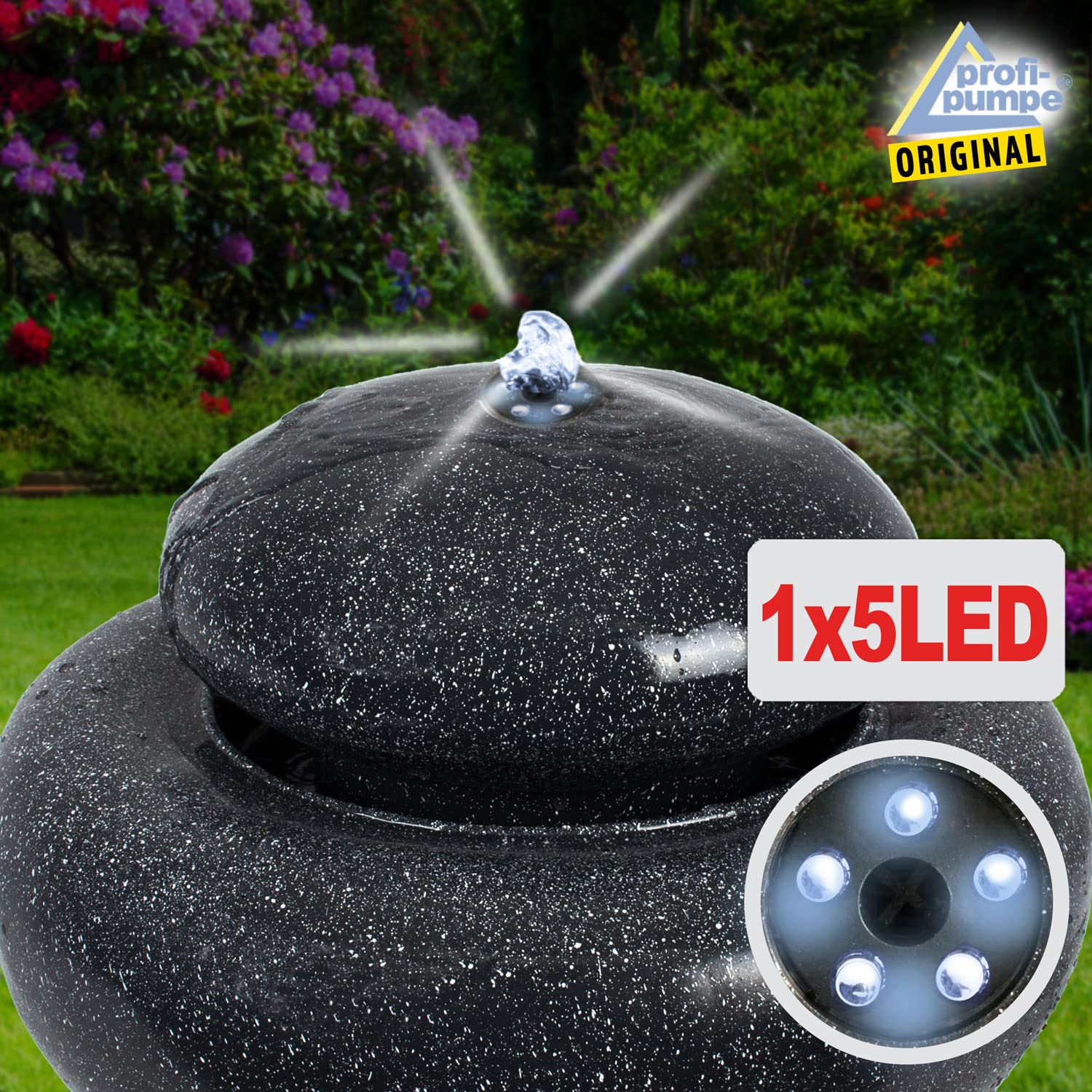 Fontaine De Jardin Solaire, Fontaine Décorative, Fontaine D'intérieur, Fontaine Avec Lumière LED Et Batterie Li-ION, Cascade D'eau Pour Jardin, Bassin De Jardin, Terrasse (Klassik Garten