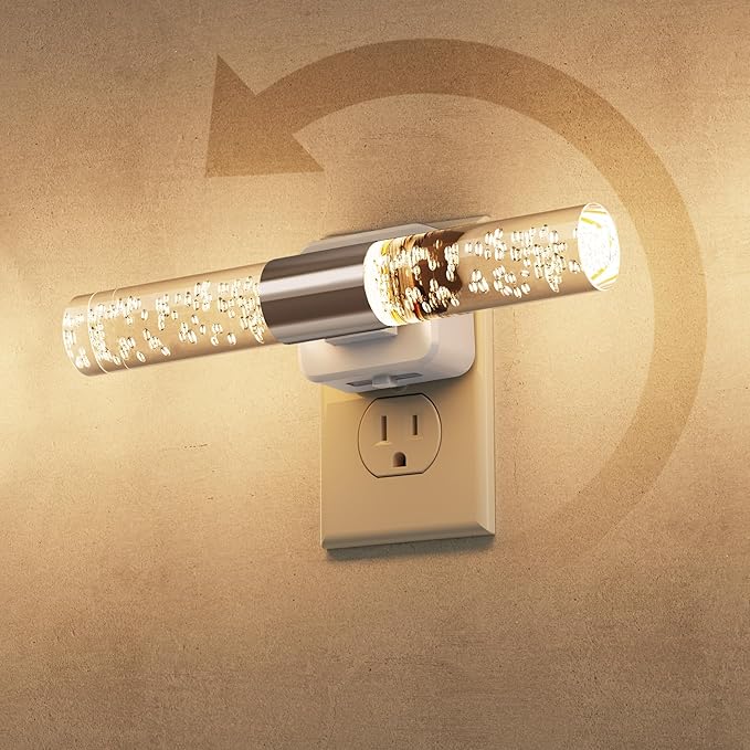 L LOHAS LED L LOHAS LED Night Light, Night Lights Plug into Wall, 180° Rotating, Auto Light Sensor, Dimmable 100LM, Soft White 3000K, Wall Sconce-Style Design Nightlights for Bedroom Bathroom Hallway, 1 Pack