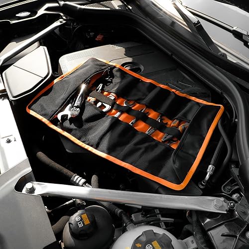 Miniatura 6 de Bolsa enrollable para herramientas con 13 bolsillos, bolsa de herramientas enrollable portátil para electricista, fontanero, carpintero, mecánico,