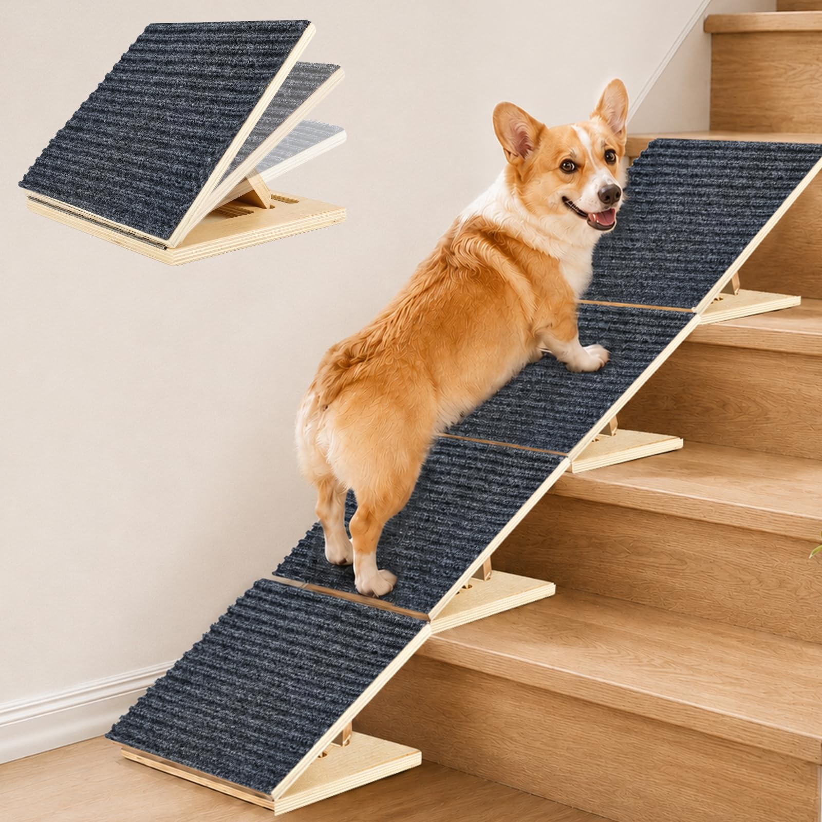 Photo 1 of TNELTUEB 4-Pack Adjustable Dog Ramps for Stairs