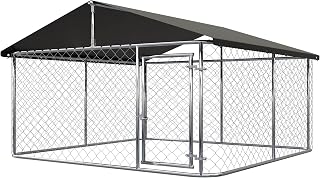 Petony 78x78x65" Heavy Duty Outdoor Dog Kennel Enclosure - Rust-Proof Steel Mesh Cage with UV Roof & Secure Lock
