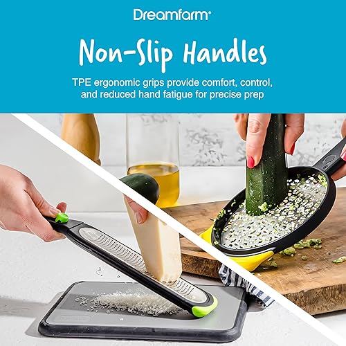 Miniatura 5 de Dreamfarm Juego de herramientas de cocina, Ograte & Ozest, rallador ultrafino de doble cara y zester autolimpiante con cubiertas a presión,