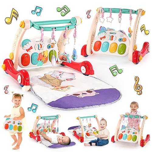Gimnasios y tapetes de juegos para bebés, centro de gimnasio para actividades de piano para patear y jugar, para el tiempo boca abajo, con piano