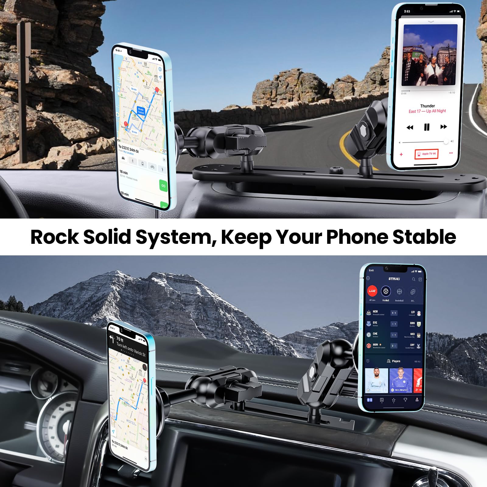 Kaishengyuan Supporto di ricarica magnetico per cruscotto con braccio a doppia presa da 8 cm + braccio di montaggio rotante di estensione compatibile con iPhone e smartphone Android – Adatto a sfere