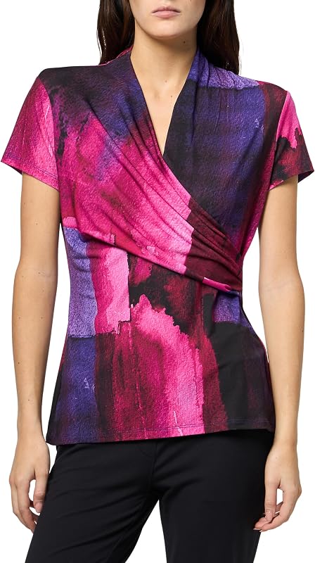 DKNY Womens Short Sleeve V-Neck Jersey Blouse