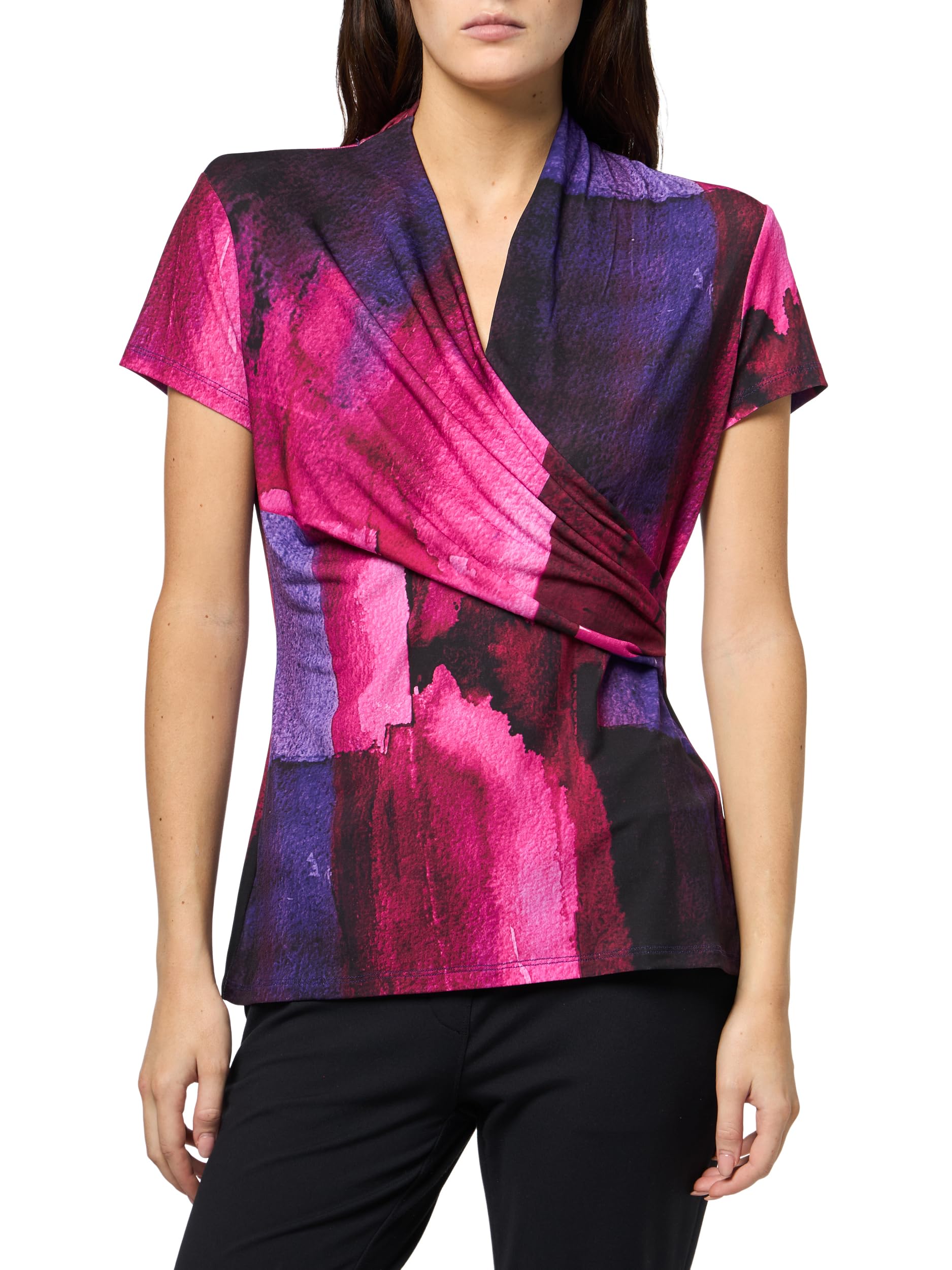 

                                                    DKNY Women's Short Sleeve V-Neck Jersey Blouse, Fu