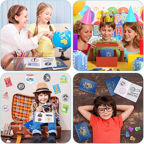 Miniatura 7 de Kenburg 60 cuadernos de pasaporte en blanco para niños, cuaderno de pasaporte azul de 4 x 5.5 pulgadas, cuaderno de pasaporte en blanco para