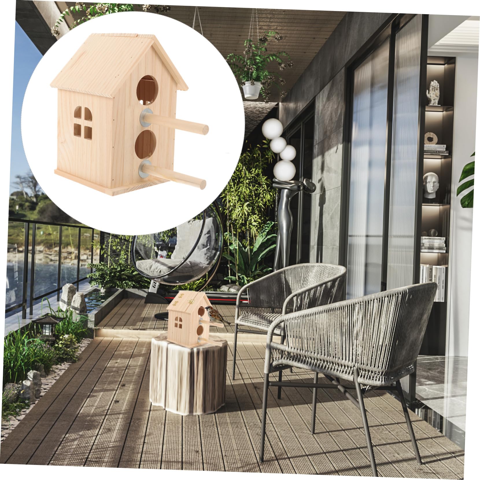 Hohopeti Caja Nido para Pájaros de Madera Ventana de Observación