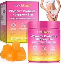 Probiotiques Gummies pour Femmes, Flore Intime Gummies Saveur Ananas, avec Orme Rouge, Support pH et Immunité, Flore intestinale, 60 Gummies