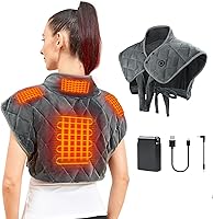 Vista 1 de Vofuoti Almohadilla térmica inalámbrica para cuello y hombros, almohadilla térmica pesada con batería y 3 ajustes de calor, envoltura térmica