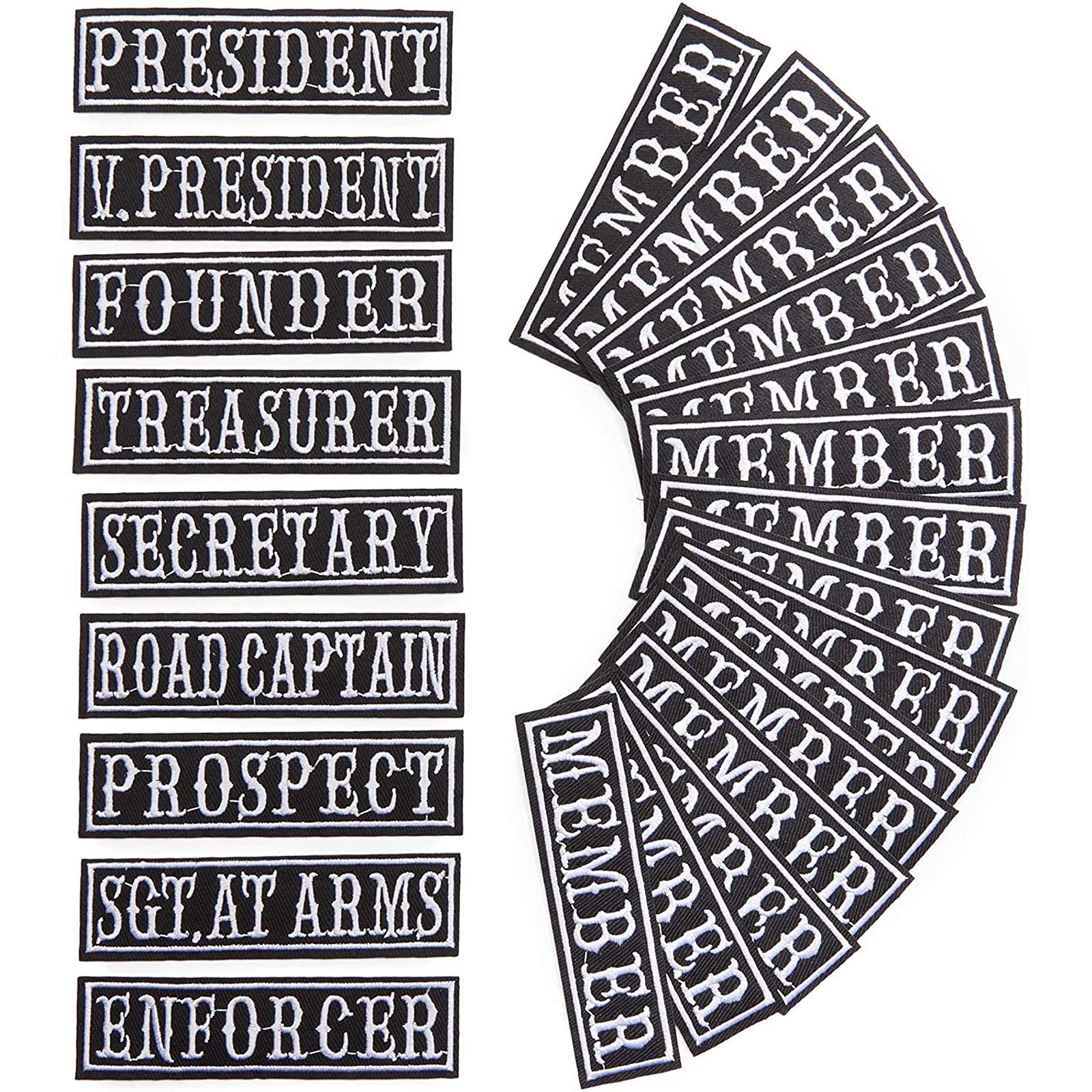 Embroidered Iron On Patches, Officer Title Rank (4 x 1 in, 24 Pieces)