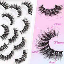 Losha Lashes Natural Look 15mm 3D False Eyelashes Cat Eye Fluffy Volume Faux Mink Lashes 10 Pairs Handmade Fake Eye Lashes Pack| K42
