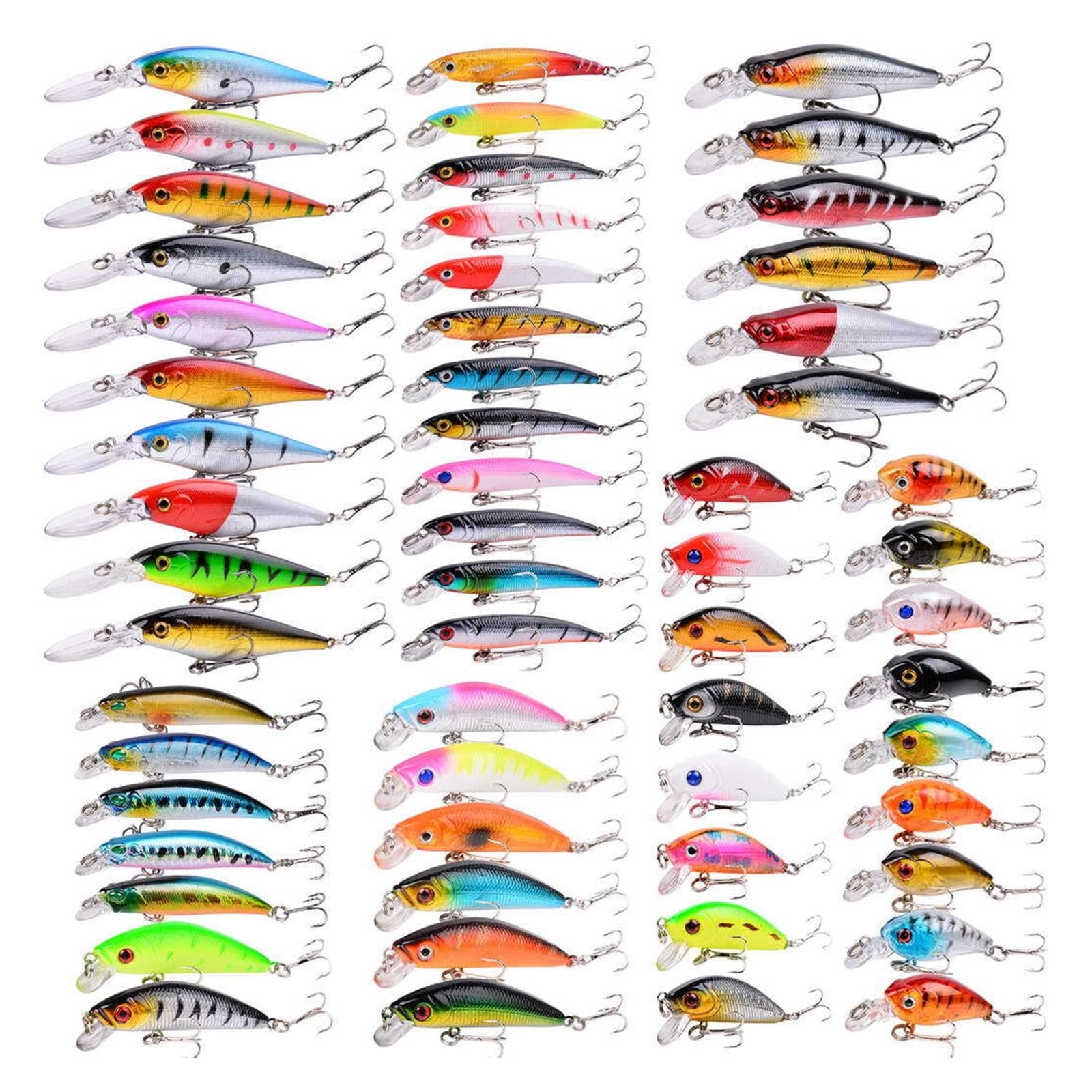 XILILHC 58/Hand Vielseitiges gemischtes Angelköder-Kit Minnow Bait Swing Crank Fish Karpfen Angelköder-Kit Löst Harte Köder