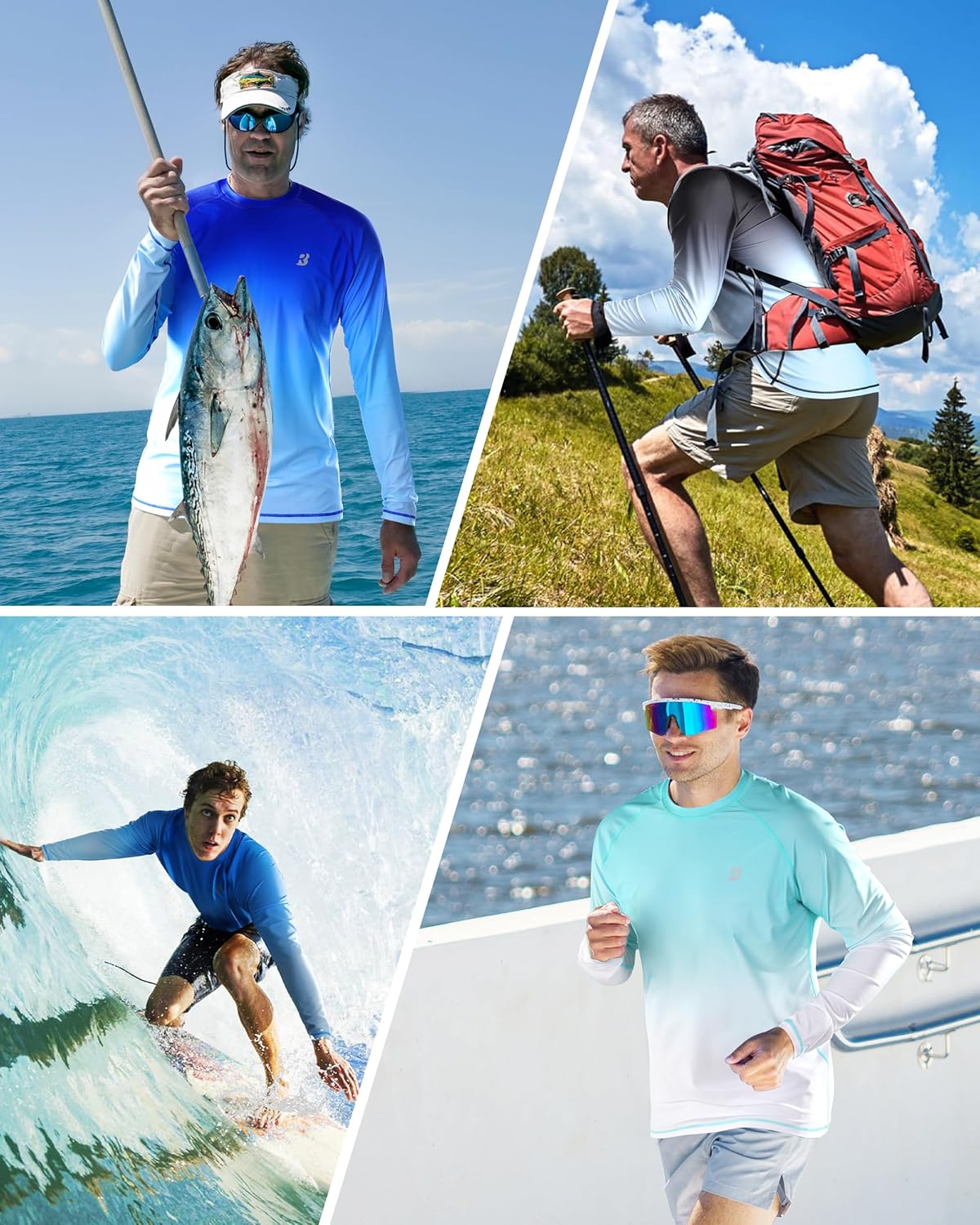 Roadbox Men's UPF 50+ Swim Shirts, Long Sleeve UV Sun Protection Rash Guard, Quick Dry SPF T-Shirt for Beach Surfing Fishing - Image 6