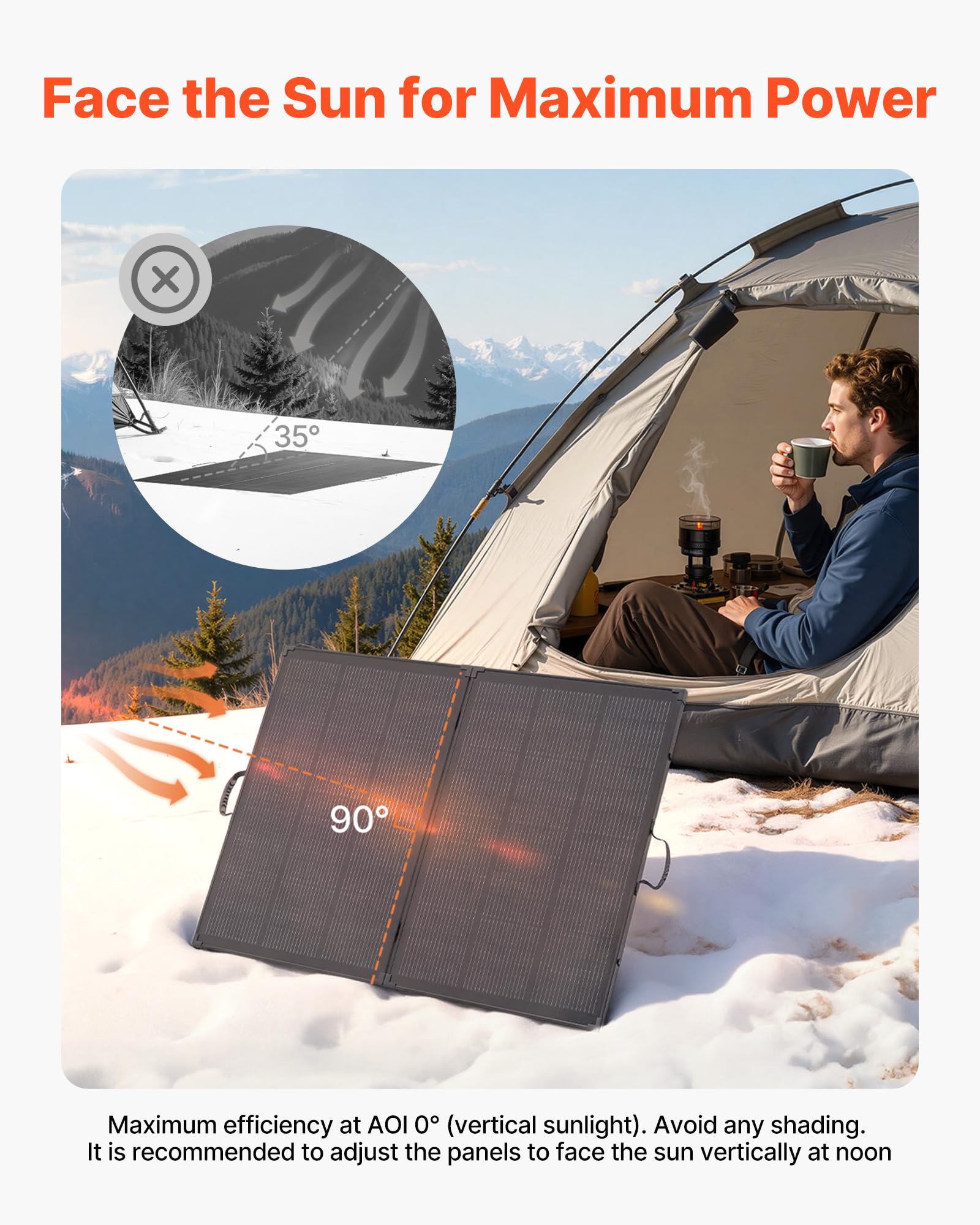 VEVOR Panneau Solaire Portable 200 W Chargeur Solaire Pliable Monocristallin à Cadre pour Camping, Randonnée, Voyage Camping-car, Rendement 23%, Étanche IP67, avec Contrôleur PWM 30 A, Sortie MC4