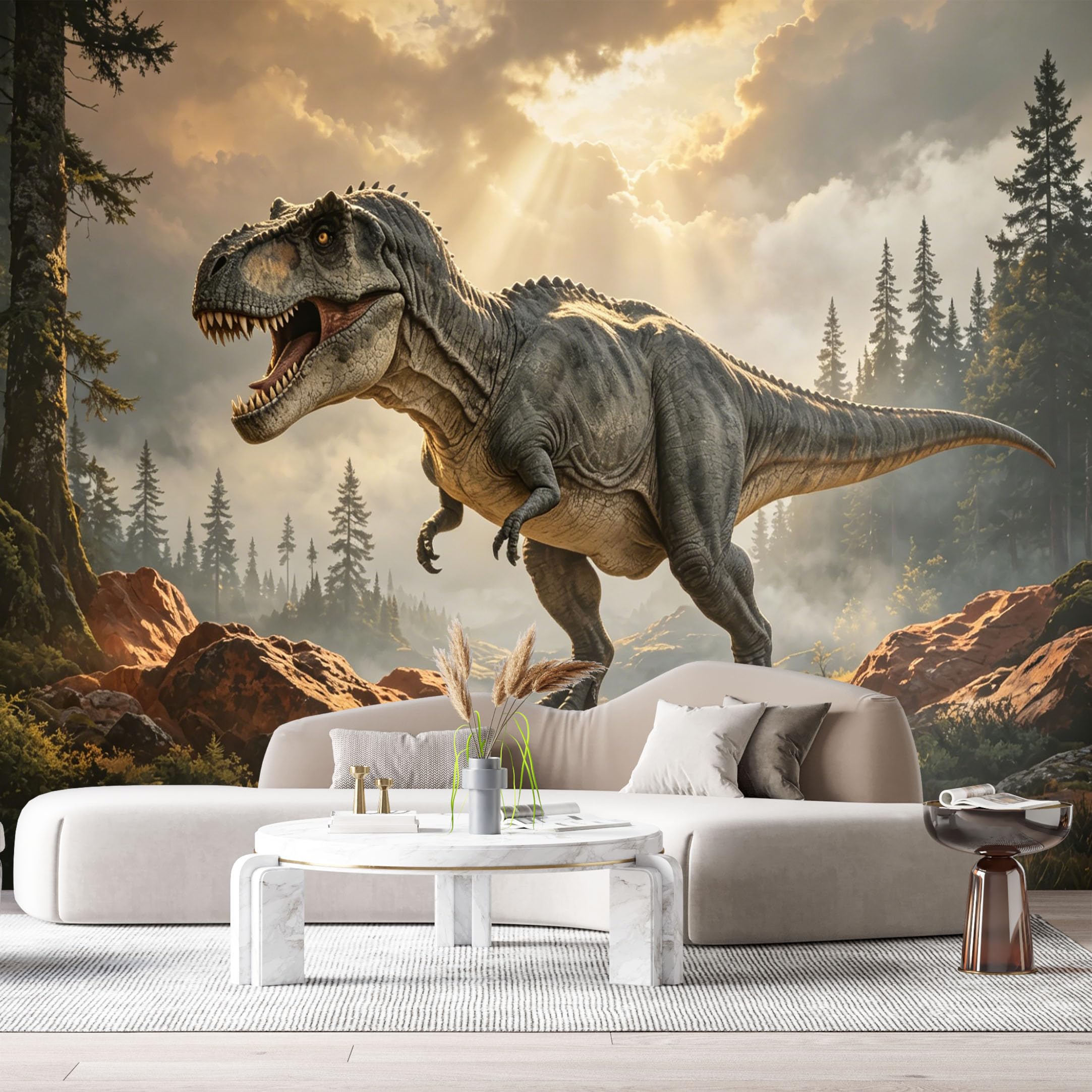 Custom Size Wall Mural Massive Primeval Beast 3D Realistic Prehistoric Forest Scene SelfAdhesive Art Prints Removable Large Wallpaper Boy Bedroom Esports Room Game Room Tenant Room Studio